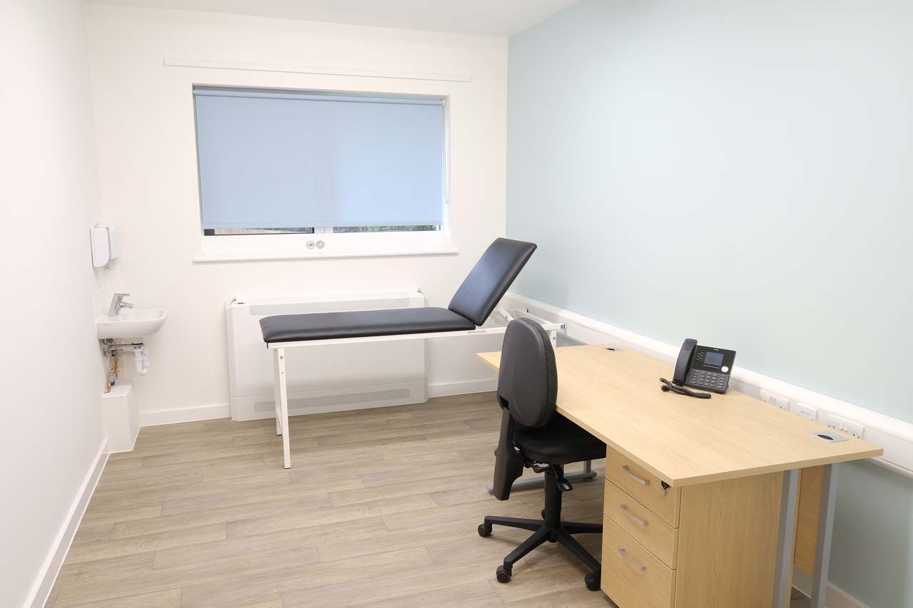 Wood-effect vinyl flooring in a clinical treatment room